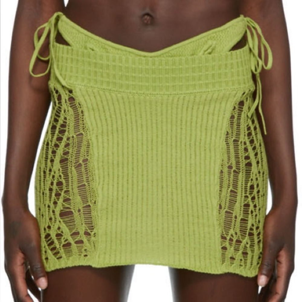 Ssense Danielle Guizio Exclusive Green Crochet Mini Skirt